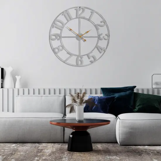 Sorbus Large Wall Clock - 32 inch (81 CM) Battery Operated Analog Wall Clock Decorative for Living Room and Kitchen Silver {2}