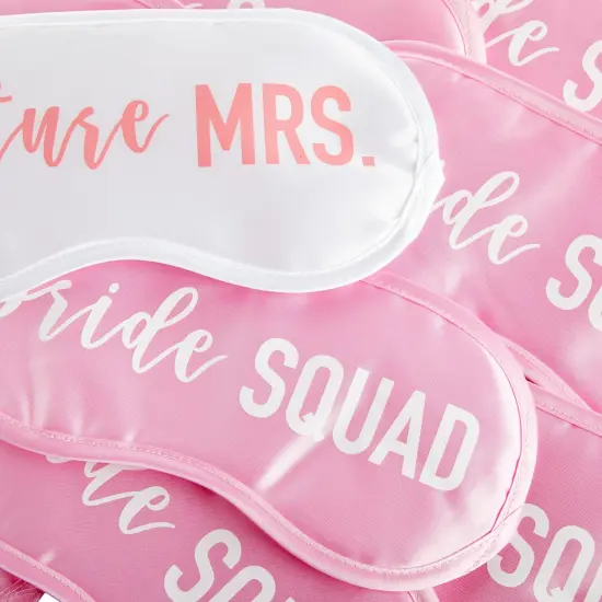 12 Pack Bachelorette Party Favors Eye Mask Set with "Future Mrs" and "Bride Squad" Masks for Sleeping, Accessories (4 x 8 In) Pink {7}
