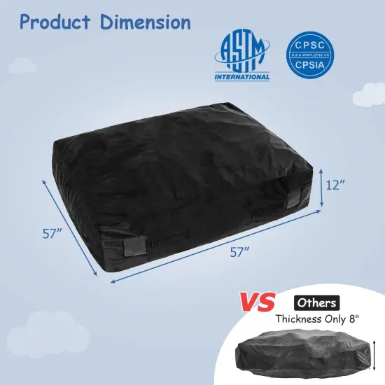 Soft Foam Sensory Crash Pad for Kids with Washable Velvet Cover Black {5}