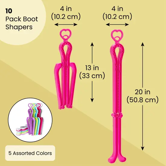 10 Pack Boot Shapers for Tall Boots - Folding Boot Trees, Support Stands, Stand Up Inserts for Women and Men (13 in) Multicolor {2}