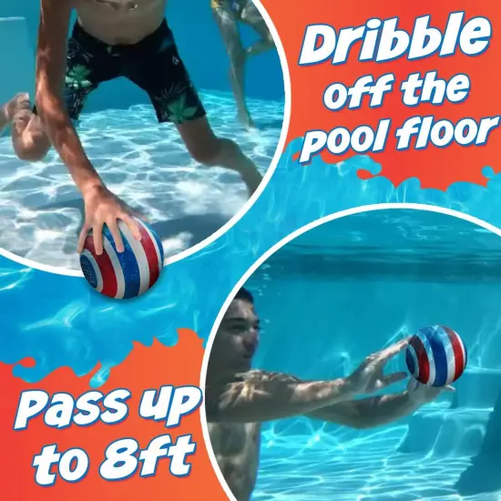 Activ Life Ultimate Pool Ball, Fill It with Water for Underwater Swimming Pool Games, Passing, Dribbling, Diving Fun Toys for Boys & Girls Aged 6-14, Summer Gifts, Beach Trips, 6 inches, Blue/ Red {3}