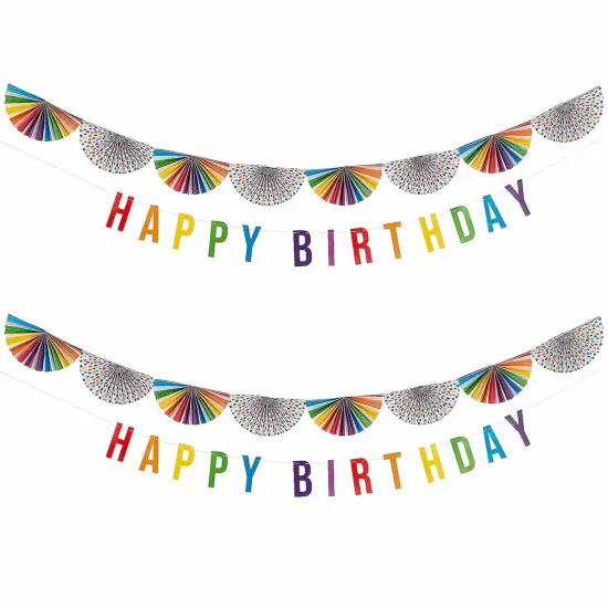 Rainbow Bunting Happy Birthday Garland - 2 Pc. {2}