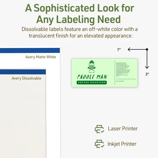 Avery Dissolvable Labels, 3" x 7" Rectangle {10}