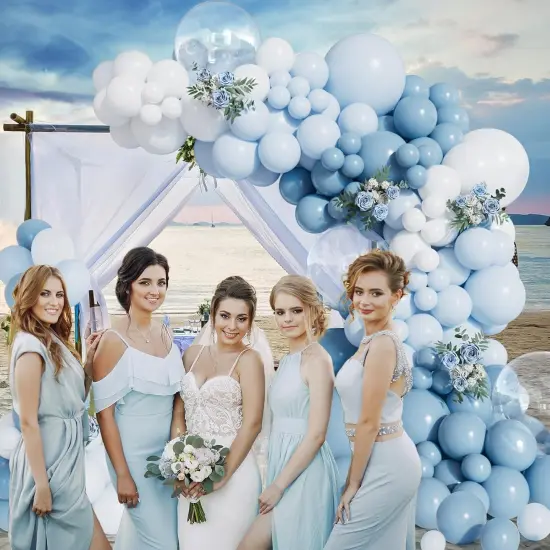 156pcs Dusty Blue Balloon Arch Kit Different Sizes Light blue Baby Blue and White and Clear Latex Balloons Garland Arch Kit for Baby Shower Gender Reveal Wedding Birthday Decorations for Boy Men {4}