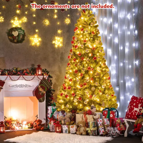 Costway 6/7/8 ft Pre-lit Hinged Christmas Tree with Remote Control & 9 Lighting Modes {2}