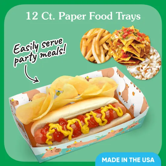 Big Dot of Happiness Capybara Party Paper Food Trays, Disposable Double-Sided Paper Food Holders for Nachos, Hot Dogs, French Fries - 12 Ct {3}