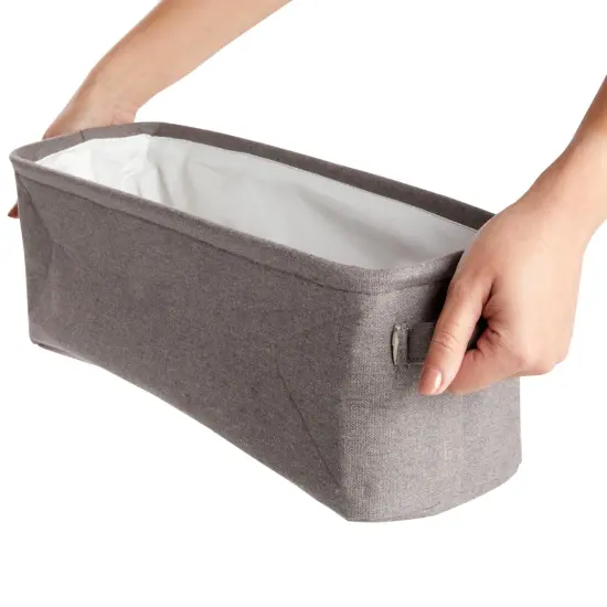 Toilet Paper Storage Basket for Bathroom Organizing, Rectangular Bin for Fabric Storage, Counter (Gray, 16 x 6 x 5.5 In) Grey {6}
