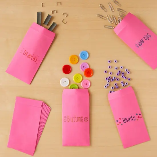 100 Pack Money Envelopes for Cash, Payroll, Money Saving, Coins, Currency, 100GSM, 6.5 x 3.5 inches, Versatile Office Supplies, Pink {4}