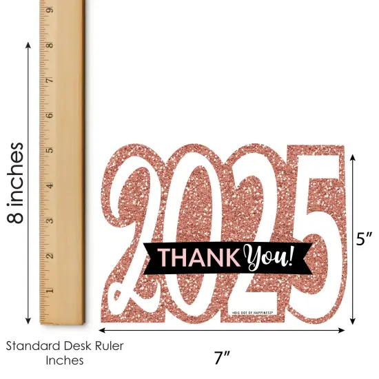 Big Dot of Happiness Rose Gold Happy New Year - Shaped Thank You Cards - 2025 New Year's Eve Party Thank You Note Cards with Envelopes - Set of 12 {7}