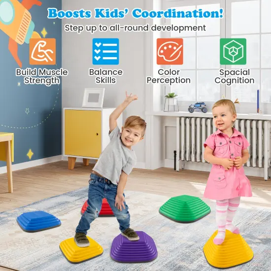 6-Piece Kids Stepping Stone Set for Balance and Motor Skill Development with Non-Slip {2}