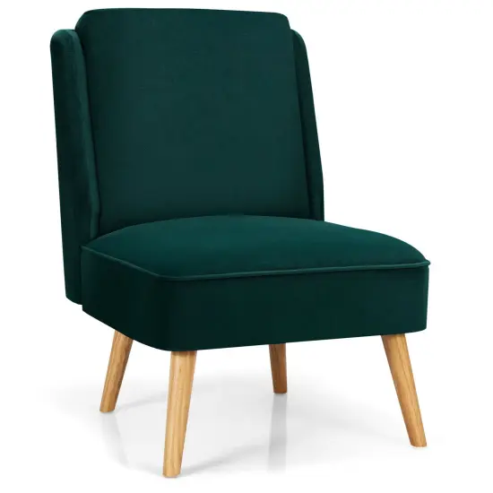 Velvet Accent Chair with Rubber Wood Legs and Ergonomic Backrest Perfect for Any Room Grey {9}