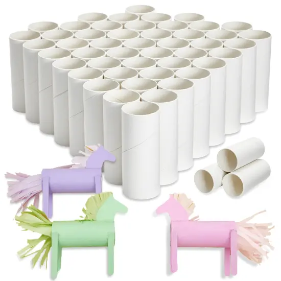 48 Pack Cardboard Tubes, Empty White Toilet Paper Rolls for Crafts, Classroom, DIY Projects (1.6 x 4 In) {1}