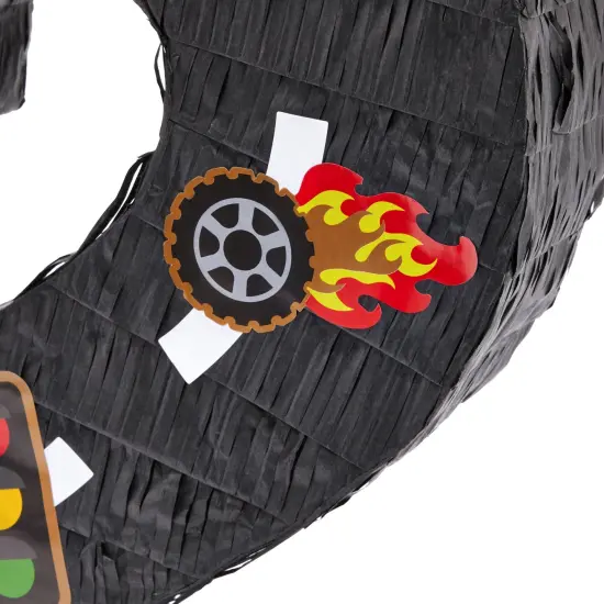 Number 2 Race Car Pinata for Two Fast Birthday Decorations, Party Supplies (Small, 11.85"L x 3"W x 16.5"H), For Ages 3+ Black {6}