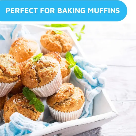 White Cupcake Liners | 400 Standard Size Baking Cups | Greaseproof, No Smell Cupcake Wrappers | Muffin Liners for Desserts & Candies | Cupcake Liner for Holidays, Birthdays & Protein Balls {5}