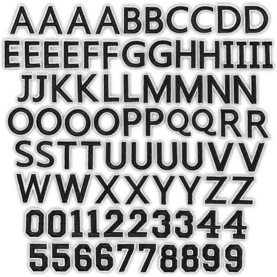 82-Piece Black Iron-On Letters & Numbers, 1 x 1.4 In&mdash;Block Fabric Alphabet for T-Shirts, Jerseys & DIY Clothing, Ideal for Customizing Apparel {1}