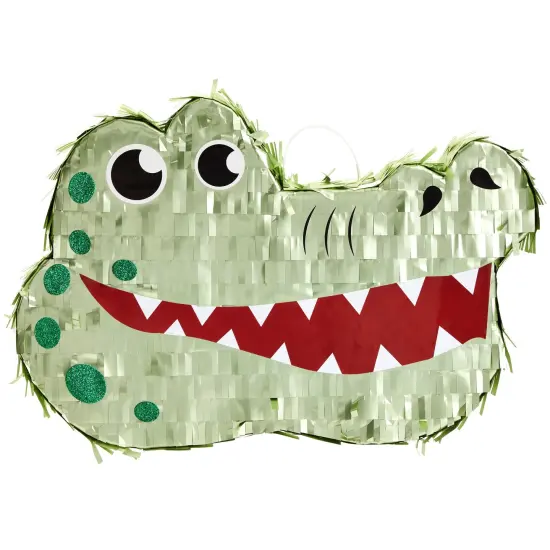 Alligator Pinata for Kids Safari Birthday Party Decorations, Baby Shower (Small, 16.5x11.5x3 In), For Ages 3+ Green {7}