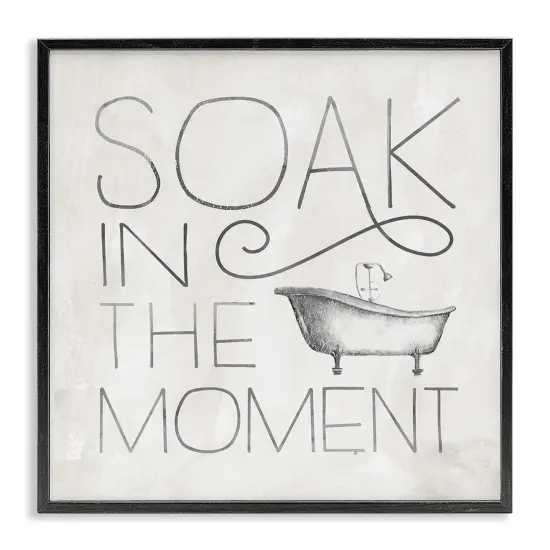 Stupell Industries Vintage Bathroom Soak Phrase Framed Giclee Art Black Frame {7}