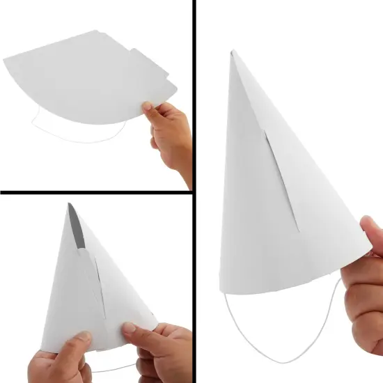 50 Pack White Party Hats for Birthday - Blank Cone Hat for Painting, Supplies (6 in) {6}
