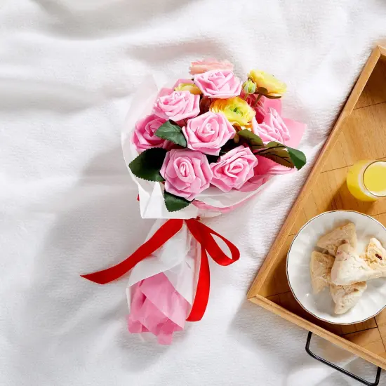 100 Pack Artificial Pink Roses, DIY Crafts, 3 Inch Stemless Flower Heads for Wall Decor, Weddings, Bouquets {4}