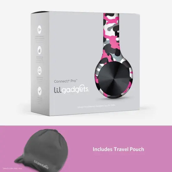 LilGadgets Connect+ Pro Wired Kids Headphones for School with Microphone, Volume Limiting & Noise Reduction Over-Ear Headset with Cord, SharePort Technology & SoftTouch Padding, Pink Camo, Ages 3-14 {7}