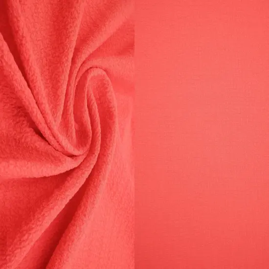 1 Yard Solid Popcorn Woven Fabric, 56/57&Prime; Wide Polyester Spandex Blend CORAL BRIGHT {1}