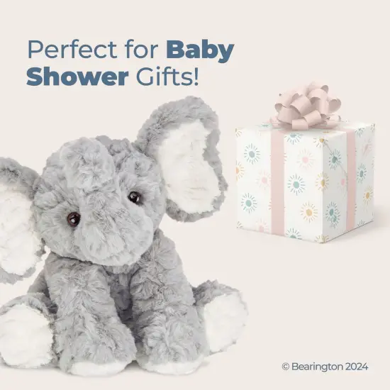 Bearington Dinky The Elephant 11 Inch Stuffed Elephant - Stuffed Animal - Plush Elephant, For Ages 0-14 Grey {5}