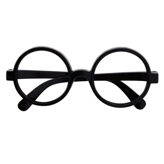 24 Pack Nerd Glasses Party Supplies, Round Black Wizard Glasses for Cosplay, Costumes {6}