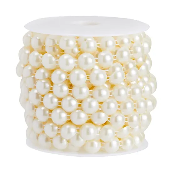 Pearl Strings for Crafts and DIY Projects, 10mm White Half Beads Spool Garland for Wedding Decorations (10 Yards) {7}
