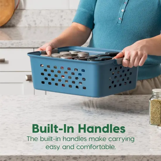 IRIS USA Plastic Storage Basket, Shelf Basket Organizer for Pantries {3}