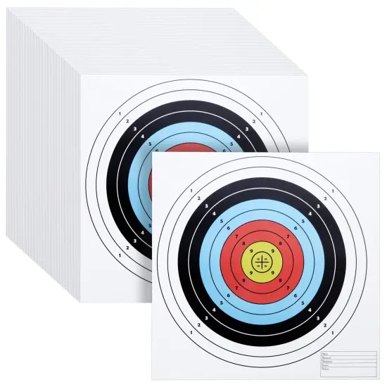 50-Pack Bullseye Large Paper Shooting Range Targets for Pistol Shooting - 17x17 in Bulk Pack for Hunting Accessories, Handguns, Gun Range, Firearms with Colorful Design (10 Rings) Multicolor {1}