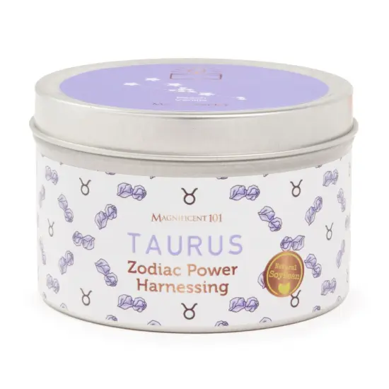 Magnificent 101 Long Lasting Taurus Zodiac Candle | 6 Oz - 35 Hour Burn | Peach Vanilla Scented Soy Wax Candle | Harness the Power of Astrological Signs to Find Your Strength Multicolor {1}