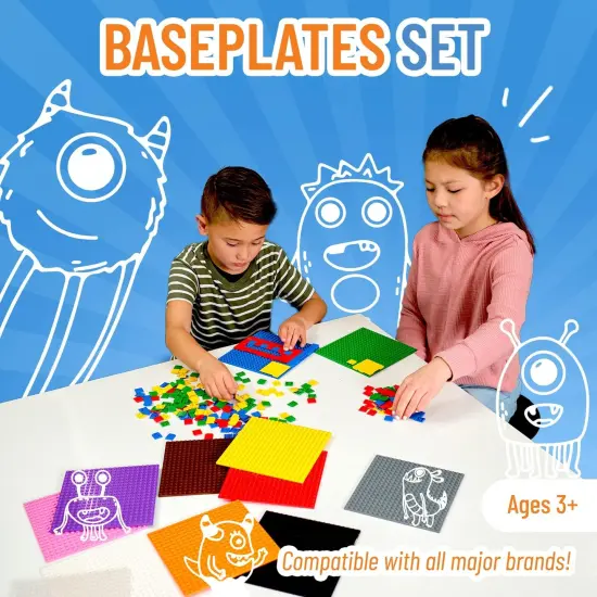 Strictly Briks 24 Pack Classic Baseplates 10x10 in, Stackable Building Plates with 32 x 32 Studs, Mats, Bases, Boards, Sheets 100% Compatible with All Major Brands, Rainbow Colors, Ages 3-14 Multicolor {7}