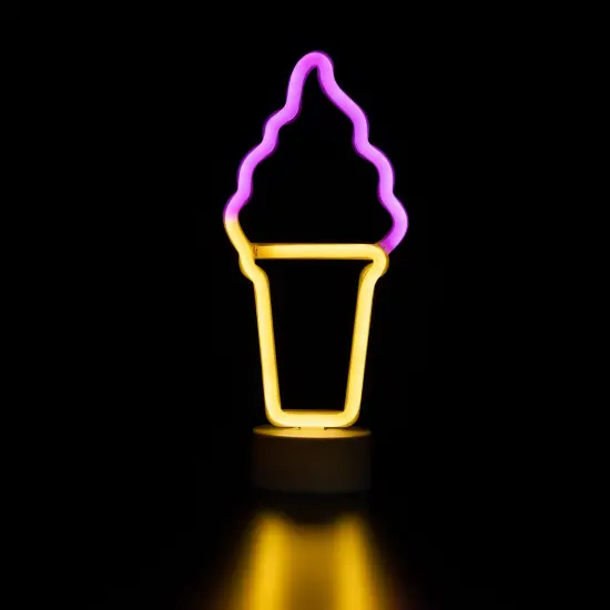 Northlight LED Ice Cream Cone Neon Table Light - 12" Pink {1}
