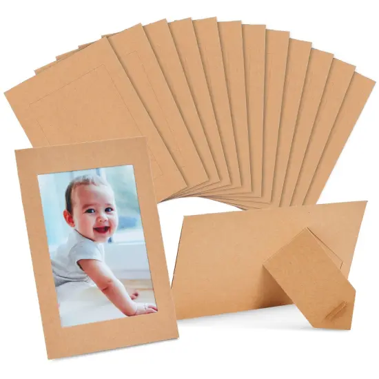 50 Pack Kraft Paper Picture Frames 4x6, Cardboard Photo Easels for DIY Projects, Crafts Brown {1}