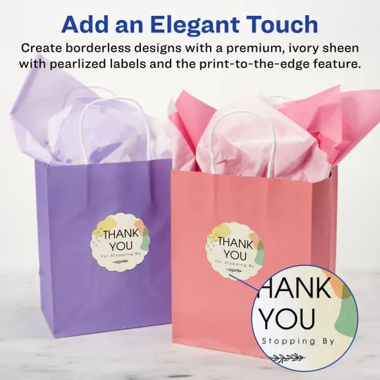 Avery Pearlized Ivory Round Scalloped Labels with Sure Feed Technology, Print-to-the-Edge, 2.5" diameter {2}