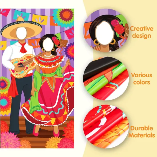 36x72ft Cinco de Mayo Couple Photo Door Banner, Fiesta Theme Photography Backdrop, Fiesta Photo Booth Background for Mexican Theme Birthday Party Supplies, Mexican Decoration, Taco Tuesday Event {3}