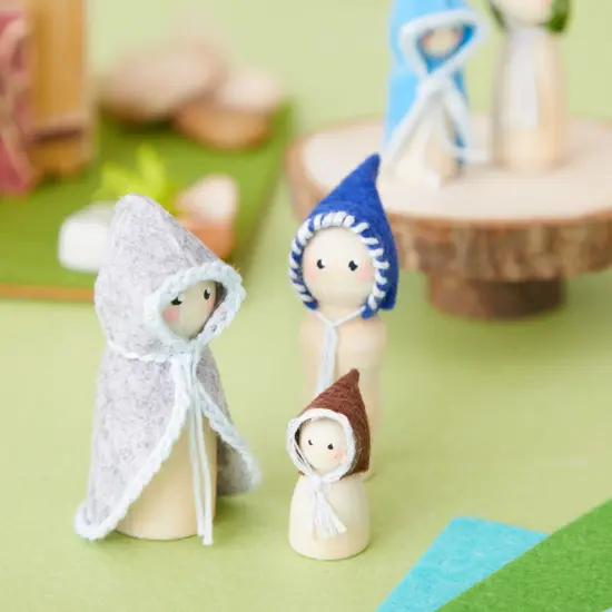 Set of 50 Unfinished Wood Peg Dolls Family, Wooden People for Crafts, Dollhouse Figures (5 Sizes) Brown {4}