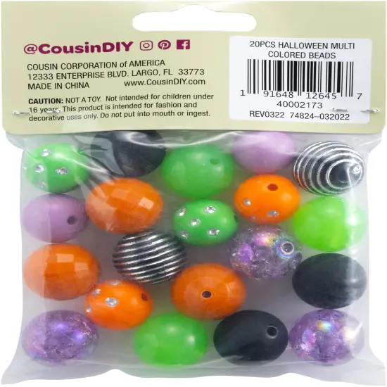 CousinDIY Bubblegum Bead 20mm 20/Pkg-Halloween Mix {2}
