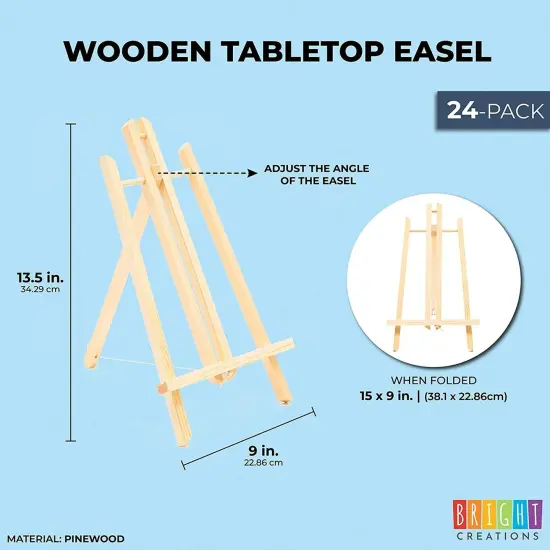 Wooden Mini Easel Stand for Desk or Tabletop (9 x 13.5 Inches, 24 Count) Brown {2}