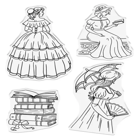 Sara Signature Age Of Elegance Photopolymer Stamps 6"X4"-Elegant Ladies {2}