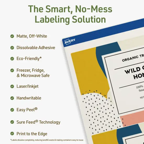 Avery Dissolvable Labels, 4.75" x 7.75" Rectangle {2}