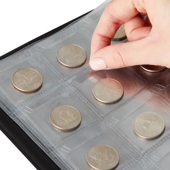 2 Pack Coin Collection Album, Holds Up To 180 Coins Each (6.5 x 11.4 inch, 10 Currency Pages, Dark Blue) {4}