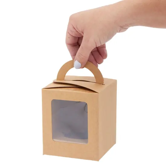 50-Pack Single Cupcake Boxes with Inserts for Bakery - Individual Kraft Paper Packaging Containers for Dessert and Candy Apple (3.7 in) Brown {6}