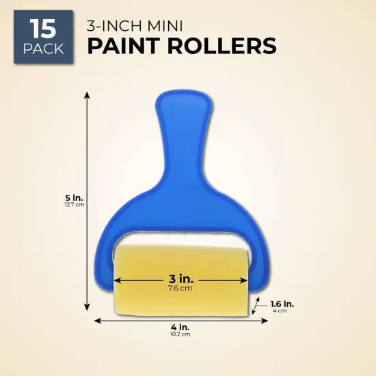 Foam Brayer Paint Rollers (5 x 4 x 1.6 In, 15-Pack) Blue {3}
