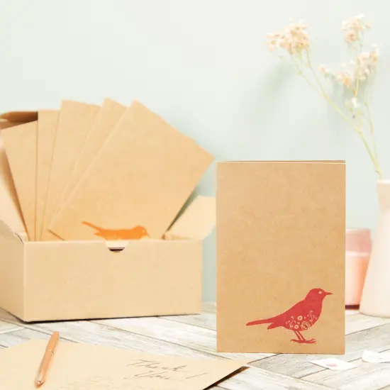 36 Pack Bird Design Blank Cards and Envelopes 4x6 for All Occasions, Birthday, Thank You, Kraft Paper Notecards Brown {3}