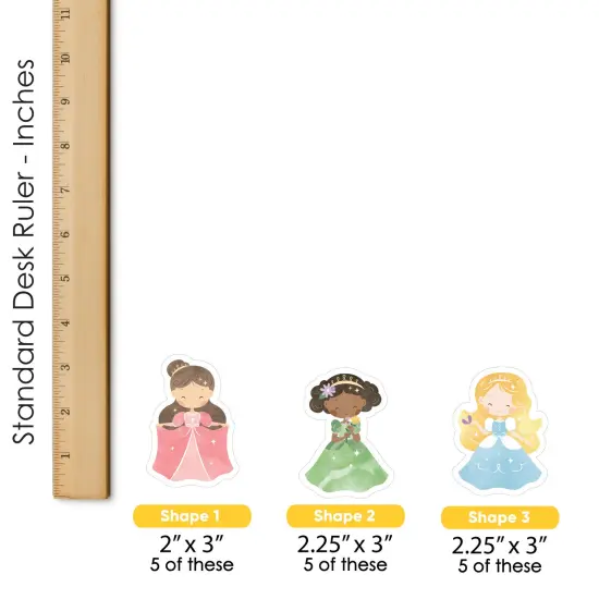 Big Dot of Happiness Princess Party Small Paper Cutouts, DIY Birthday Party Decor Craft, Colorful Princess Dress Shaped Party Cut-Outs - 24 Count {5}