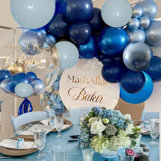 60Pcs 12Inch Chrome Blue Balloons Kit Macaron Baby Pearl Navy Blue Latex Balloons {5}