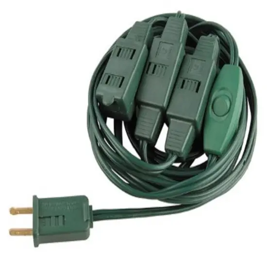 Northlight Indoor Polarized Extension Power Cord with 9-Outlets - 12' - Green {4}