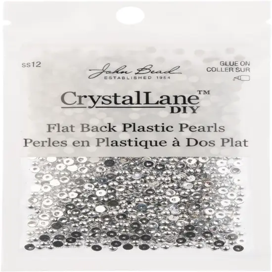 Crystal Lane DIY SS12(3mm) Plastic Pearl Flatback Rhinestones, 1850pcs Metallic Silver {3}