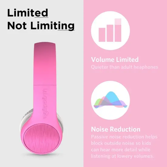 LilGadgets Connect+ Style On-Ear Kids Headphones with Microphone - SharePort Technology, SoftTouch Padding, Detachable Cable, Noise Reduction, Durable & Adjustable - Pink, Ages 3-14 {4}